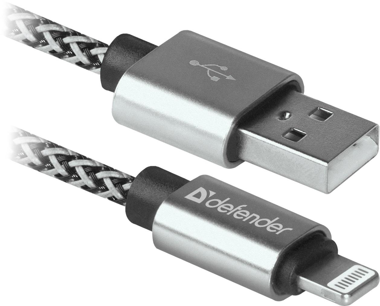 Kabel USB Defender USB-LIGHTNING 1m 2,1A biało-czarny  - Incom Group
 4714033878098