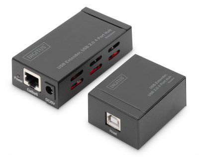 4016032480563 Przedłużacz/Extender HUB 4 port DIGITUS USB 2.0 po skrętce Kat. 5e/7, do 50m  - Incom Group
