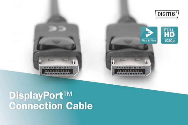 4016032328506  - Incom Group
 Kabel DisplayPort DIGITUS z zatrzaskami 1080p 60Hz FHD Typ DP/DP M/M czarny 2m