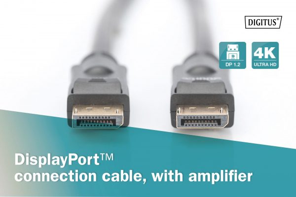 Kabel DisplayPort DIGITUS z zatrzaskami 4K 60Hz UHD Typ DP/DP M/M czarny 10m 4016032433699  - Incom Group
