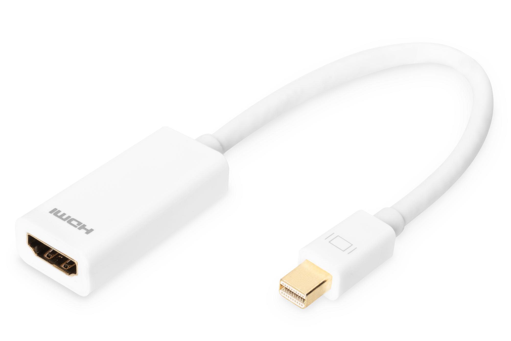 Kabel adapter DIGITUS mini Displayport 1080p 60Hz DP++ / HDMI M/Ż biały 0,15m 4016032289548  - Incom Group
