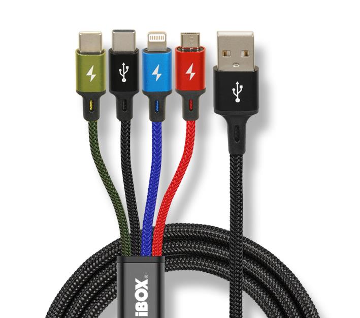  - Incom Group
 Kabel USB iBOX multi 4w1: 2x USB-C, micro USB, Ligtning - kolorowy 5903968680275