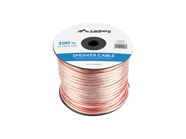 5901969429534 Kabel głośnikowy Lanberg 2x1.5mm2 100m przezroczysty  - Incom Group
