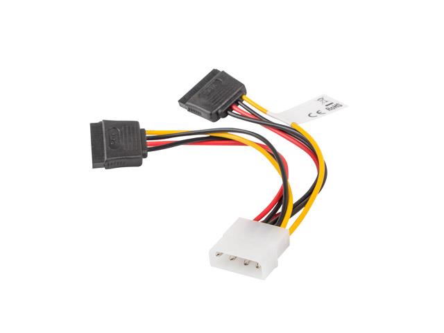 5901969413229 Kabel zasilający Lanberg Molex(M) -> 2x SATA(F) 0,15m  - Incom Group
