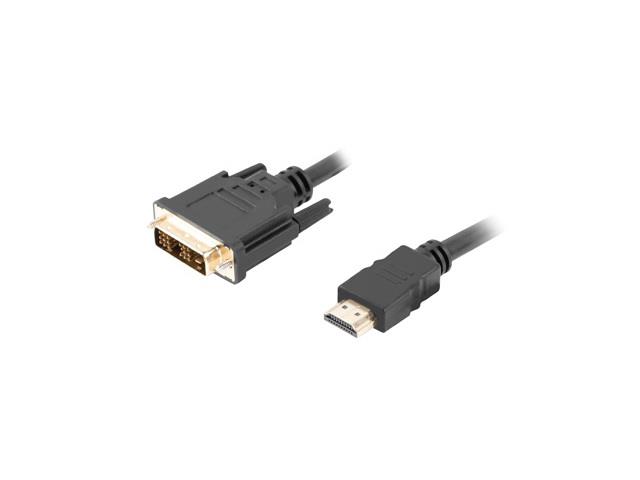 Kabel adapter Lanberg HDMI(M) - DVI-D(M)(18+1) 0,5m Single Link pozłacane styki czarny 5901969421644  - Incom Group
