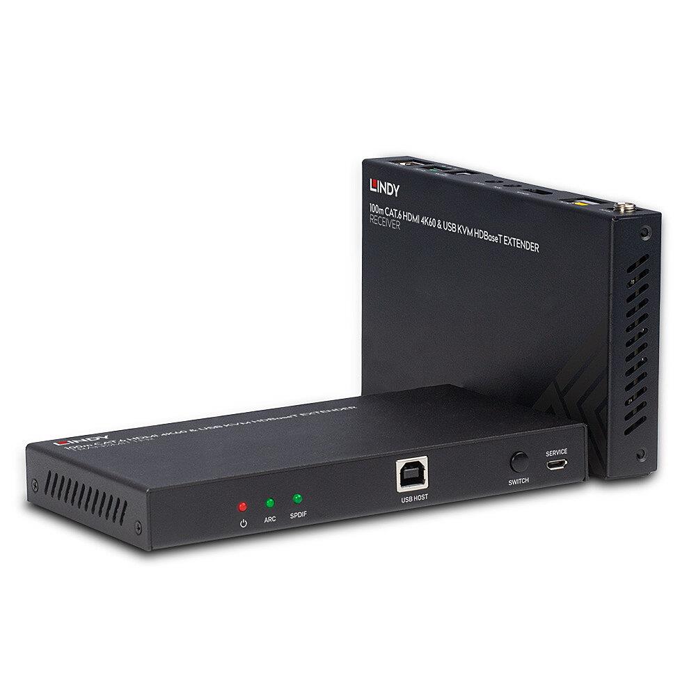 Extender HDMI LINDY 4K60, Audio, IR & RS-232 HDBaseT KVM, Cat.6, 100m 4002888383431  - Incom Group
