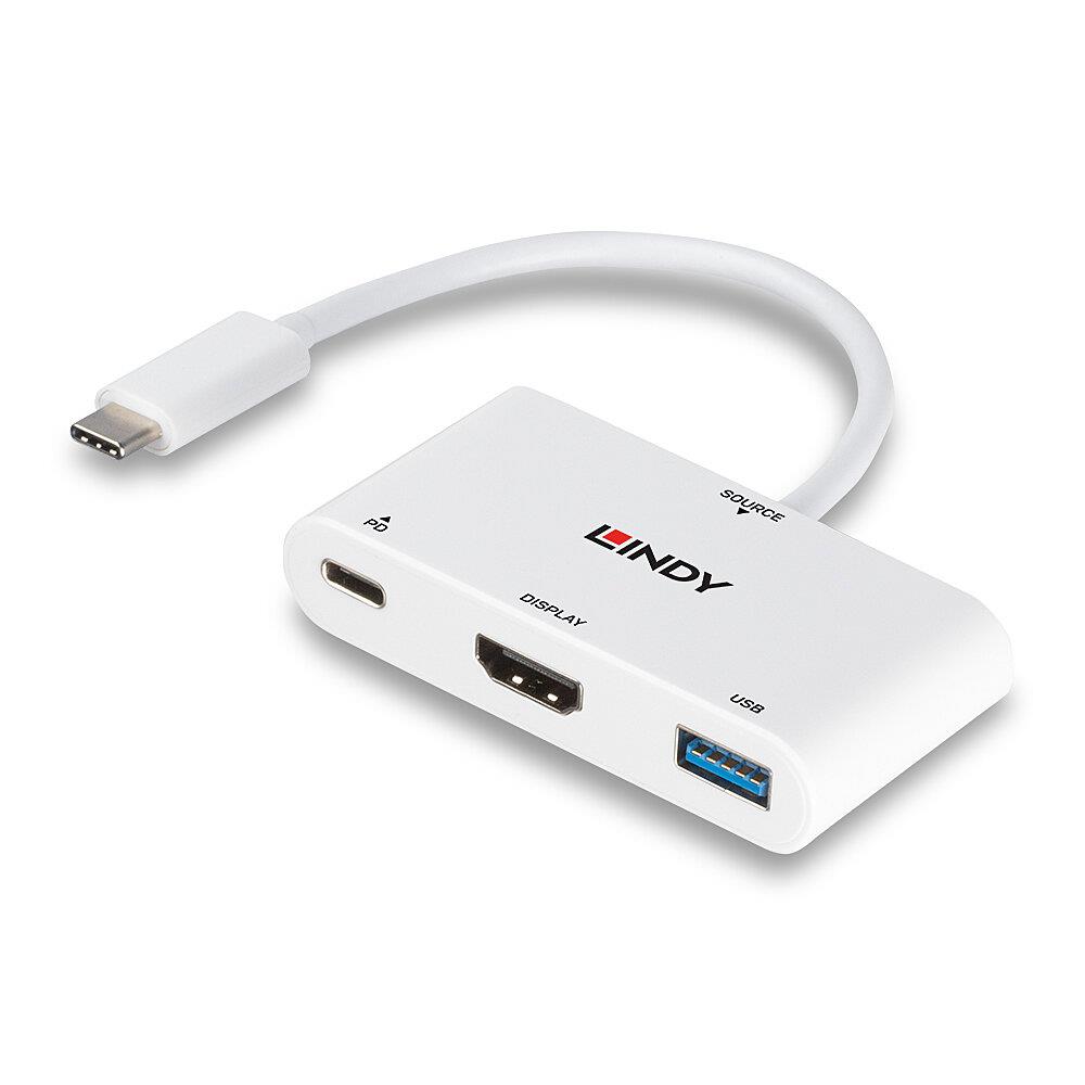  - Incom Group
 4002888433402 Kabel adapter LINDY USB 3.1 Type C - HDMI + USB A 0,18m biały