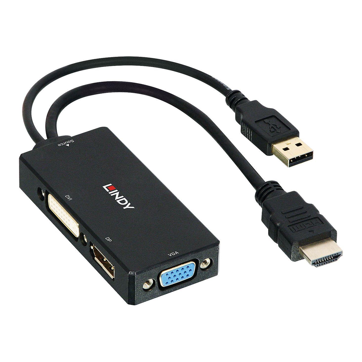 Konwerter HDMI na DisplayPort, DVI i VGA LINDY czarny 4002888381826  - Incom Group
