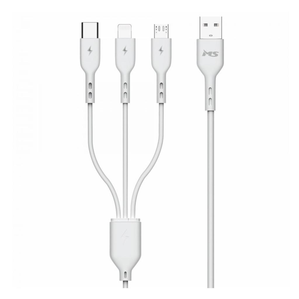 Kabel MS M-ACML1100W 3in1 USB-AM - USB-C/Micro/LIGHT 1.0m Biały 3856005187188  - Incom Group
