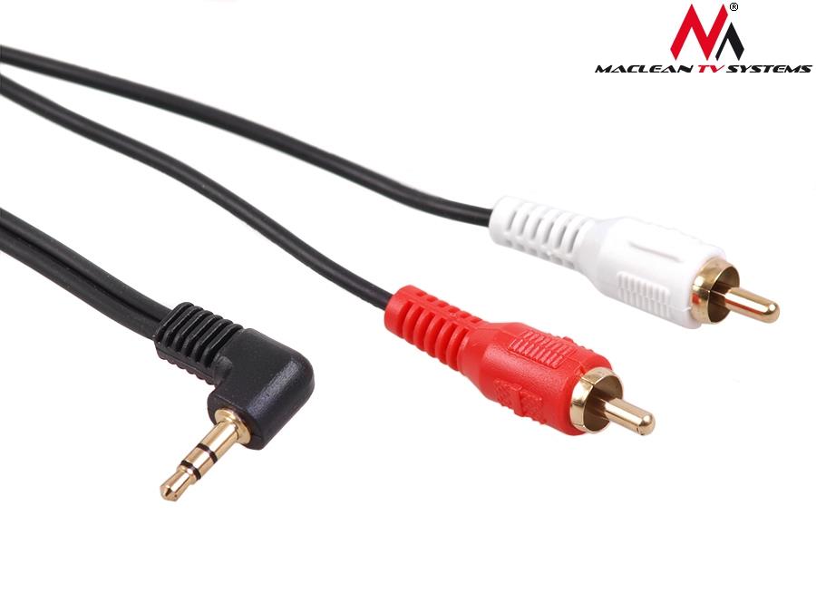 Kabel audio Maclean MCTV-825 kątowy miniJack 3,5mm (M) - 2xRCA (M), 3m, czarny  - Incom Group
 5902211102526