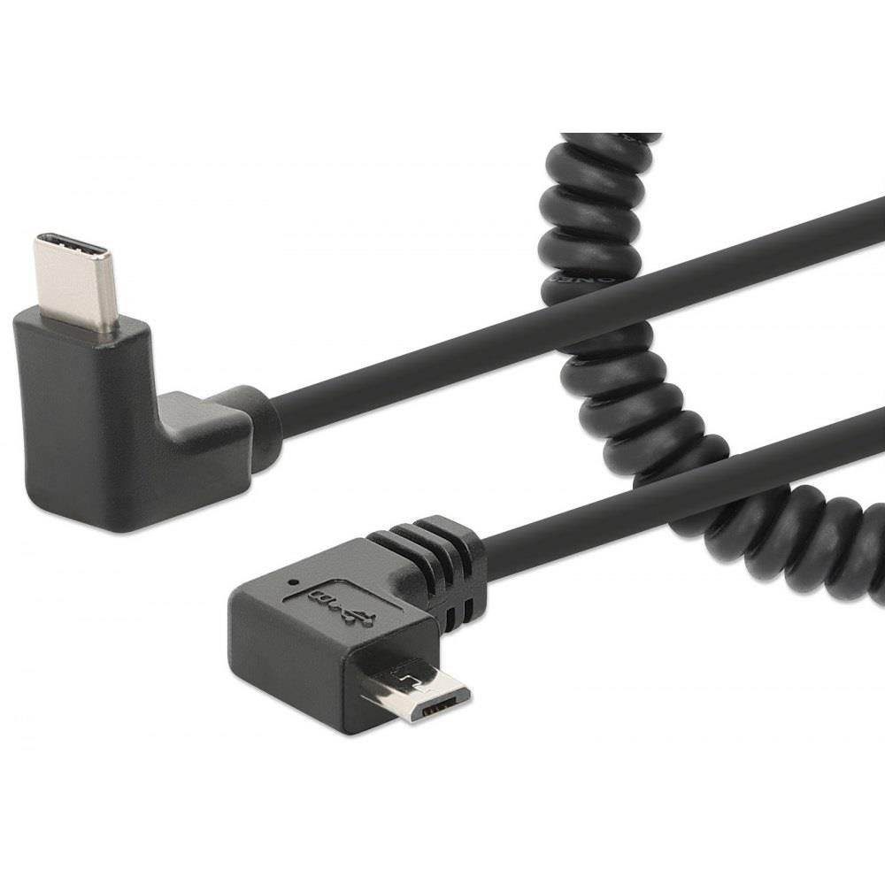 Kabel zasilający Manhattan USB-C/Micro-USB 3A do szybkiego bezpiecznego ładowania 0766623356244  - Incom Group
