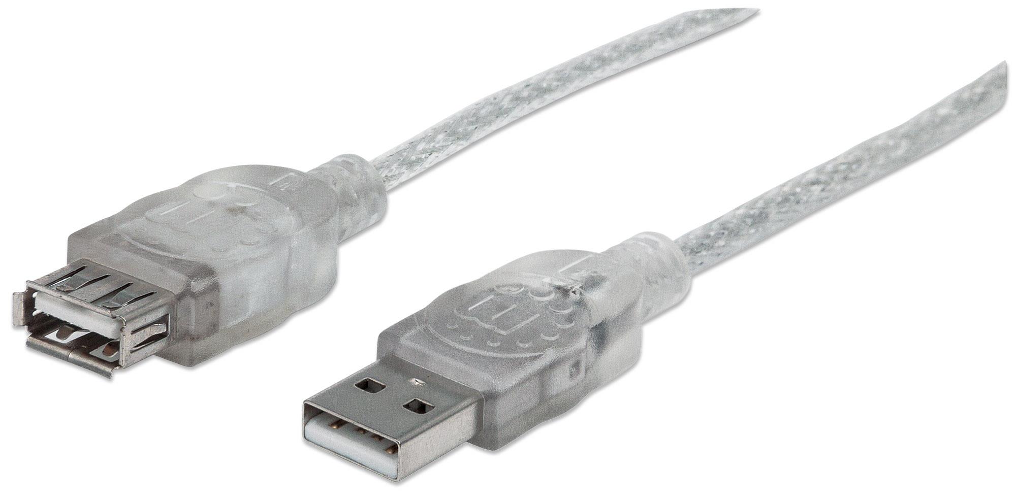 0766623340502  - Incom Group
 Kabel Manhattan przedłużacz USB 2.0 A-A M/F 4,5m, srebrny