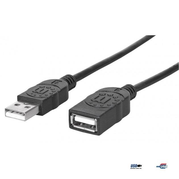 0766623322904  - Incom Group
 Kabel Manhattan przedłużacz USB 2.0 A-A M/F 0,5m, czarny