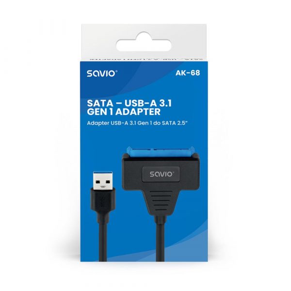 Kabel adapter SAVIO AK-68 USB-A 3.1 Gen 1 (M) - SATA (F) do dysków 2.5" 5901986048428  - Incom Group
