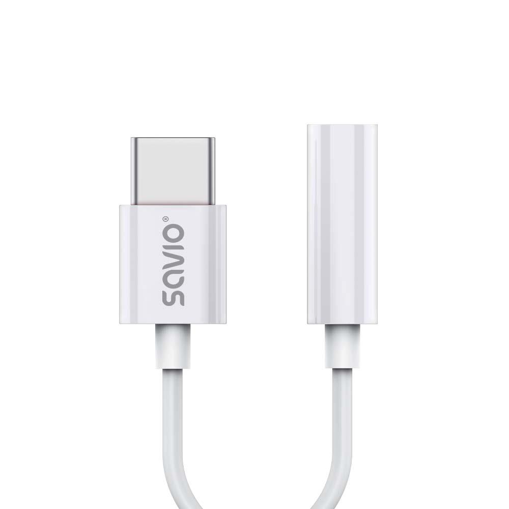 Kabel adapter Savio AK-51 USB-C - Mini Jack 3,5mm (F), Huawei, Oppo, Xiaomi 5901986047506  - Incom Group
