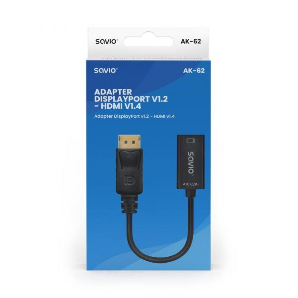  - Incom Group
 Kabel adapter SAVIO AK-62 DisplayPort (M) v1.2 - HDMI A (F) v1.4, 4K 5901986048138