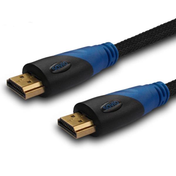 Kabel HDMI Savio CL-02 1,5m, oplot nylonowy, złote końcówki, 5902768707083  - Incom Group
