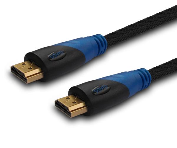 5901986040446  - Incom Group
 Kabel HDMI Savio CL-49 5m, oplot nylonowy, złote końcówki