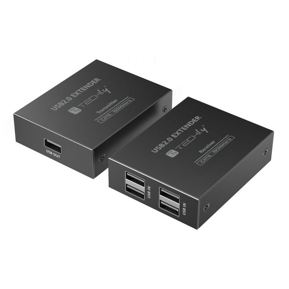 Extender / HUB Techly 4-Portowy USB 2.0 Cat6 do 150m  - Incom Group
 8059018365580