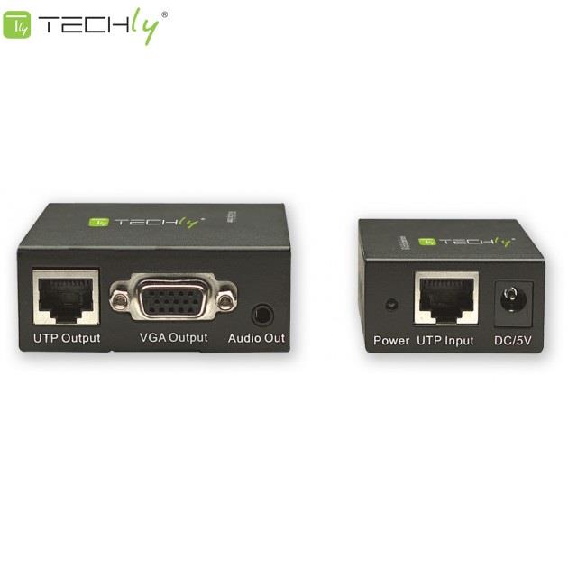 Extender VGA Techly po kablu Cat.5/5e/6 1x1, czarny  - Incom Group
 8057685301122