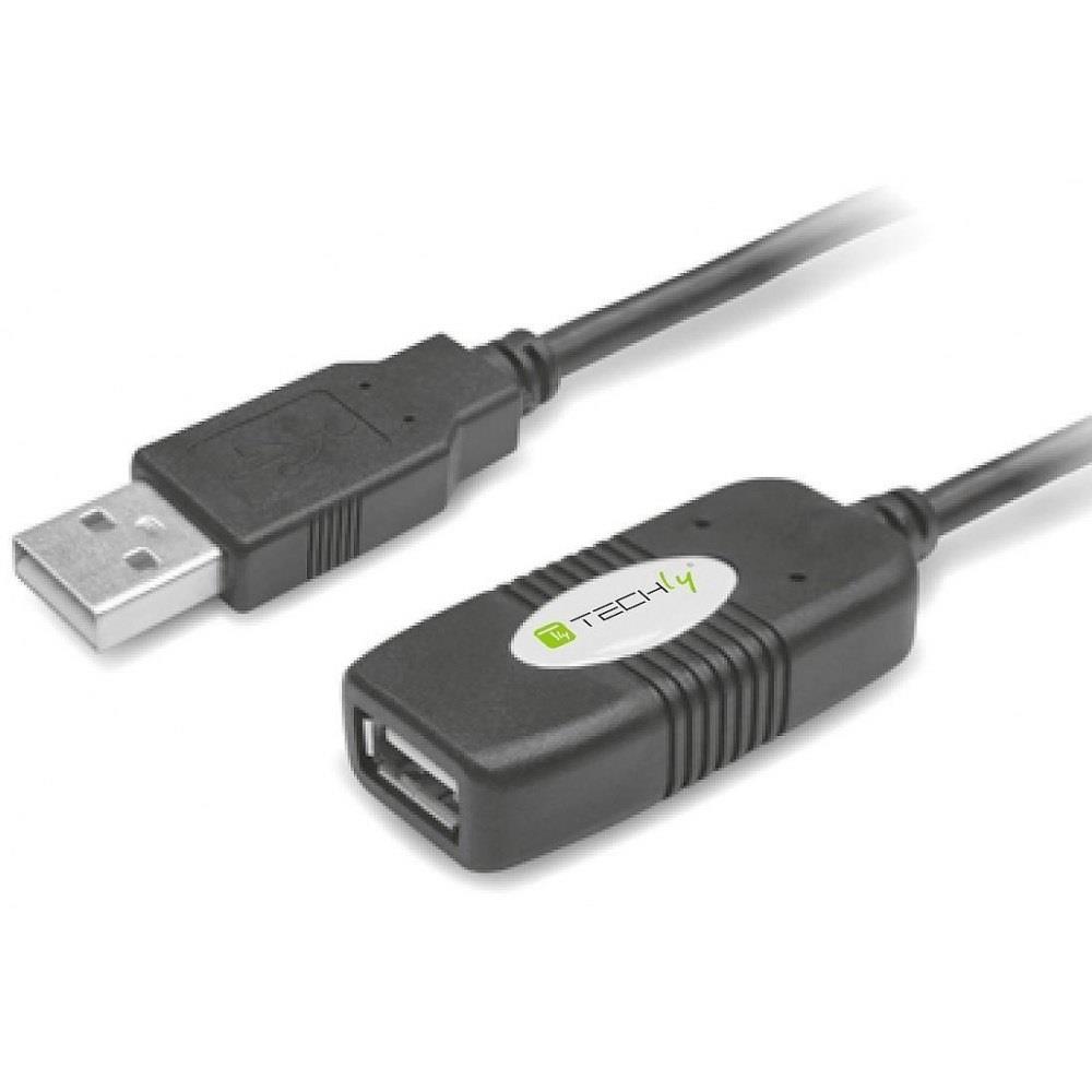 Kabel/Przedłużacz Techly USB 2.0 A-A M/F aktywny 10m czarny  - Incom Group
 8054529023646