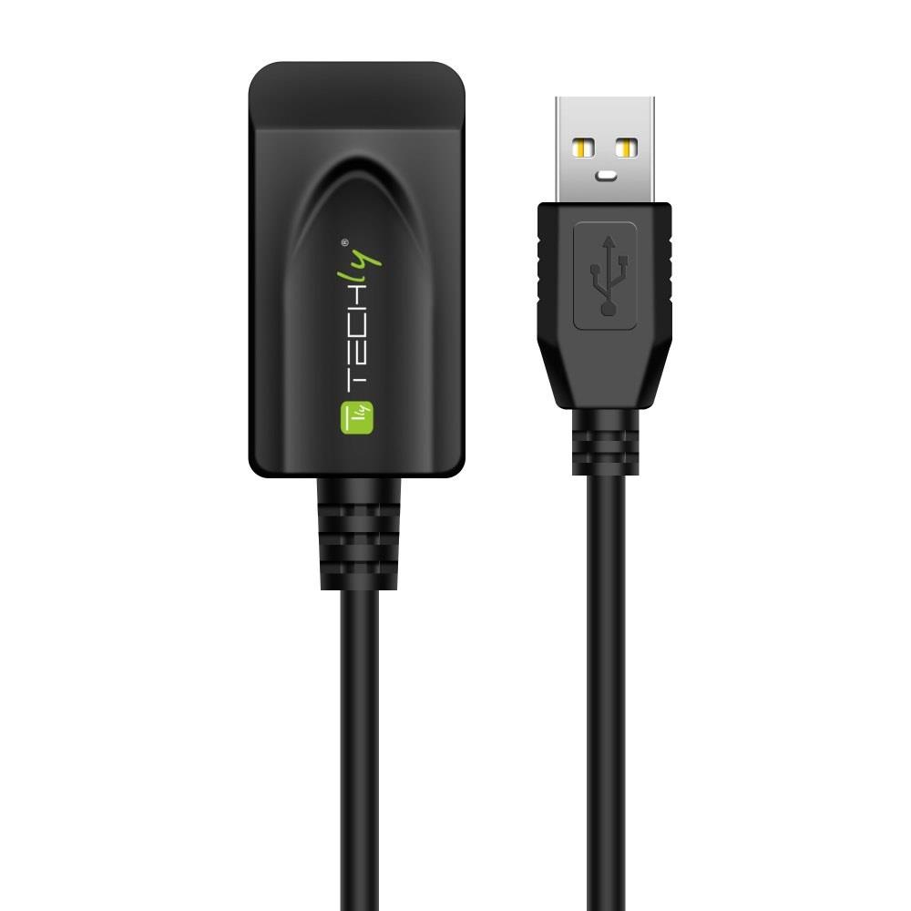 Kabel / Przedłużacz Techly Aktywny USB 2.0 A-A M/F 5m Czarny  - Incom Group
 8059018362213