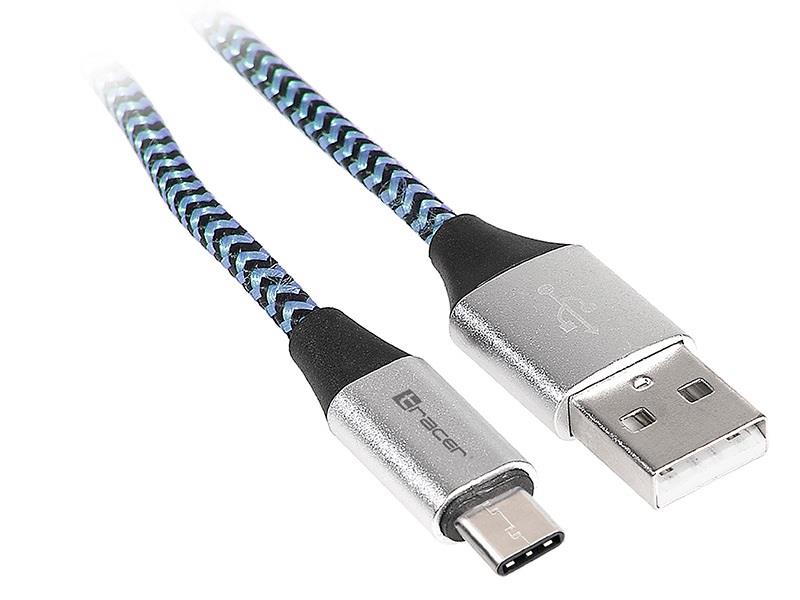  - Incom Group
 Kabel Tracer USB 2.0 Type-C A Male - C Male 1m czarno-niebieski 5907512863343