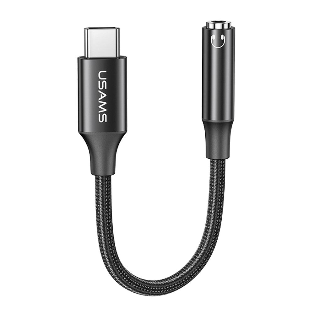 Kabel adapter Usams AU16 USB-C/Jack 3,5mm czarny  - Incom Group
 6958444904559