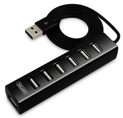 4894160007452 Hub USB Unitek Y-2160 7xUSB 2.0 czarny  - Incom Group
