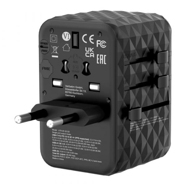  - Incom Group
 Adapter podróżny Verbatim UTA-05 GaN III globalny 2xUSB-C PD QC 4+ 65W, 1xUSB-A 60W, 1xUSB-A 5W 0023942321200