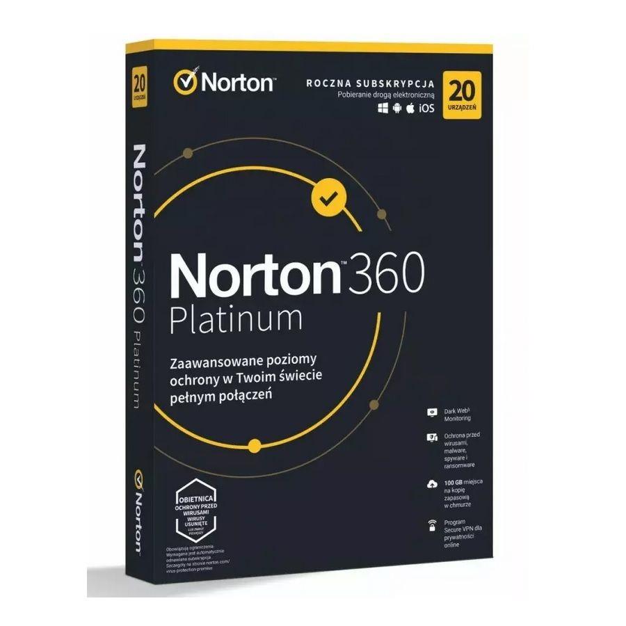 Oprogramowanie NORTON 360 PLATINUM 100GB PL 1 użytkownik 20 urządzeń  - Incom Group
 5397231015879