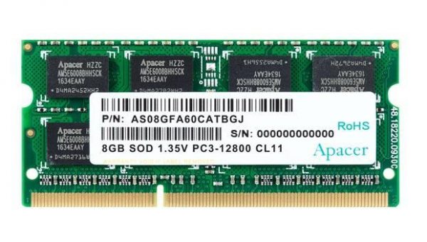 Pamięć SODIMM DDR3 APACER 8GB (1x8GB) 1600MHz DDR3L CL11 1,35V 512x8 4712389900012  - Incom Group
