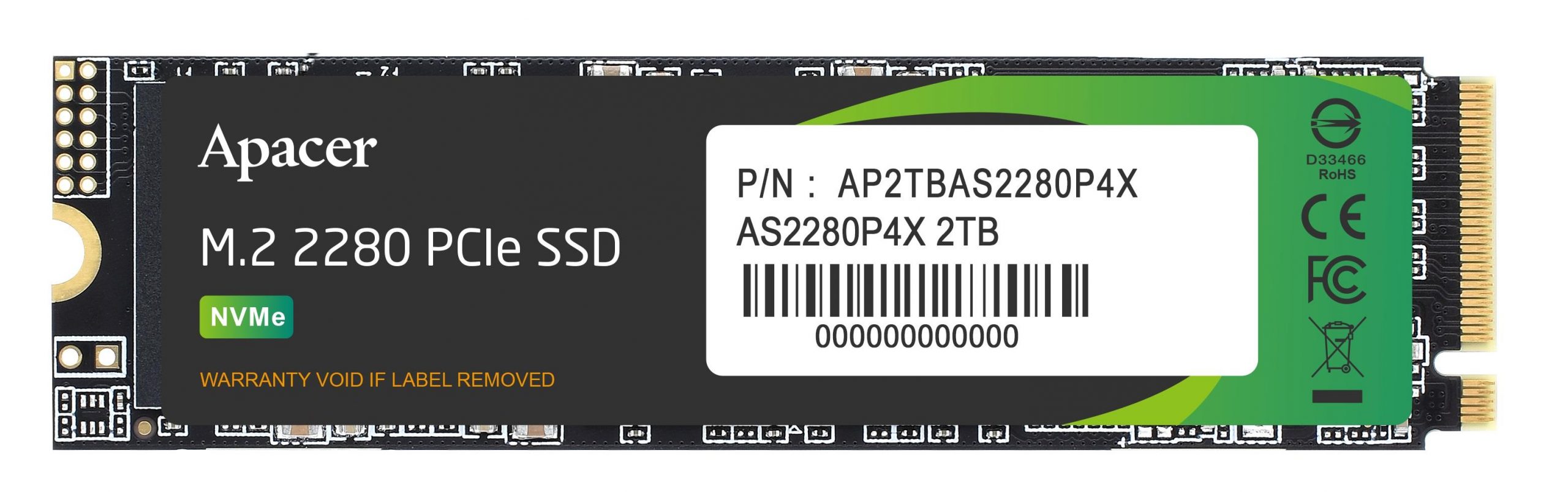 4712389919694  - Incom Group
 Dysk SSD Apacer AS2280P4X 2TB M.2 PCIe NVMe Gen3 x4 2280 (2100/1700 MB/s)