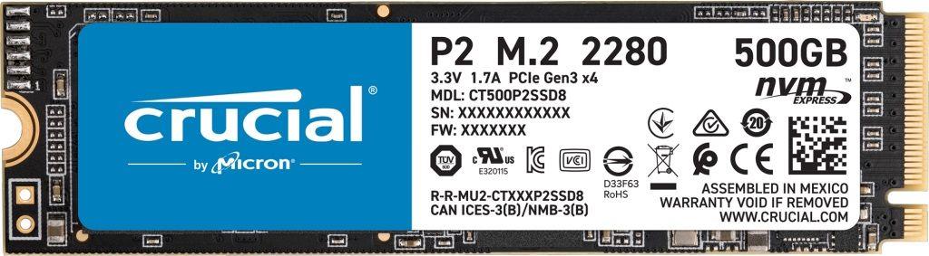 0649528823427  - Incom Group
 Dysk SSD Crucial P2 500GB M.2 PCIe NVMe 2280 (2300/940MB/s)