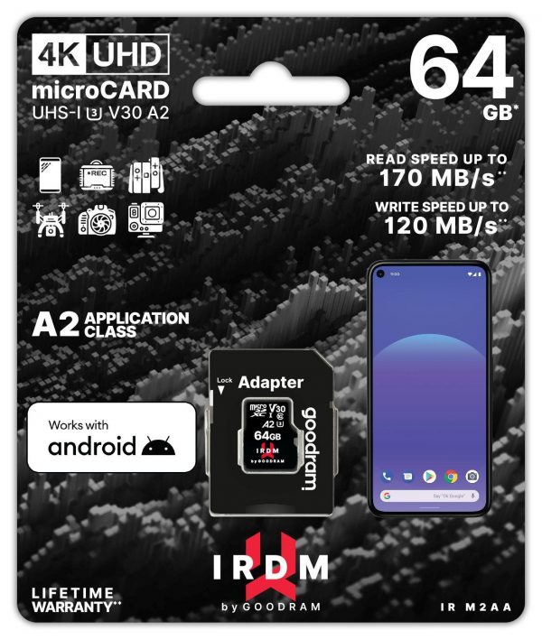 Karta pamięci microSDHC GOODRAM 64GB IRDM-A2 UHS + adapter  - Incom Group
 5908267961339