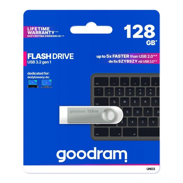 5908267965351  - Incom Group
 Pendrive GOODRAM UNO3 128GB USB 3.2 Gen 1 Srebrny