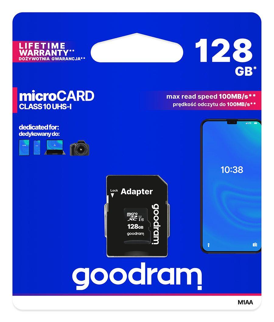  - Incom Group
 Karta pamięci microSDXC GOODRAM 128GB M1AA-1280R12 cl 10 UHS-I + adapter 5908267930168