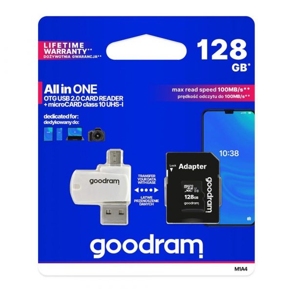 5908267930298  - Incom Group
 Karta pamięci microSDHC GOODRAM 128GB M1A4 UHS-I + Adapter