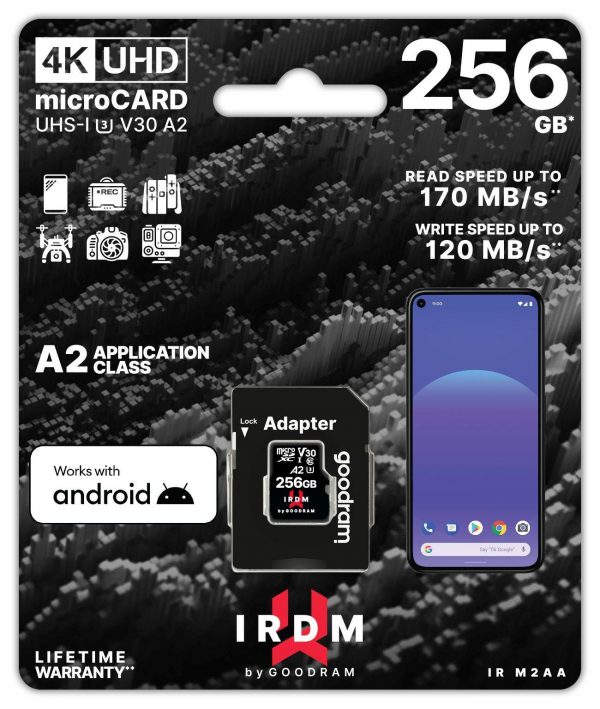 5908267961353 Karta pamięci microSDHC GOODRAM 256GB IRDM-A2 UHS + adapter  - Incom Group
