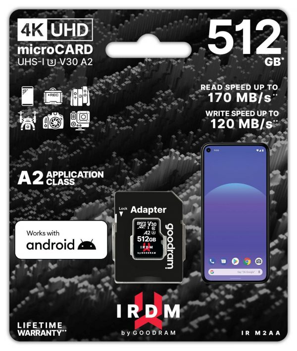  - Incom Group
 5908267961360 Karta pamięci microSDHC GOODRAM 512GB IRDM-A2 UHS + adapter