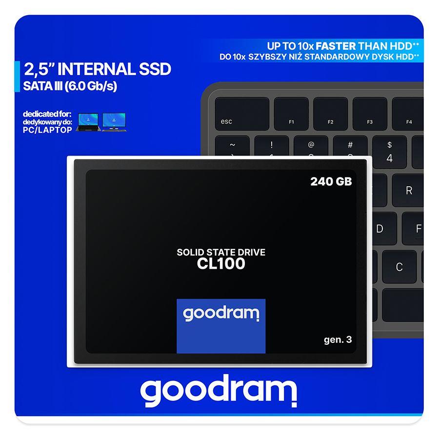 Dysk SSD GOODRAM CL100 240GB SATA III 2,5" GEN.3 (520/400) 7mm 5908267923405  - Incom Group
