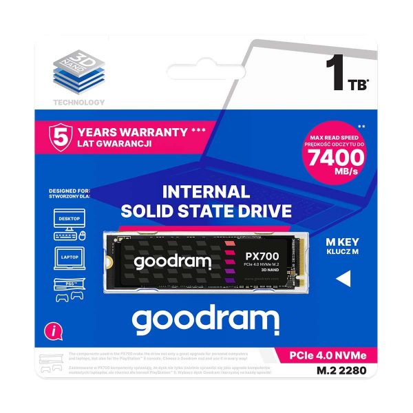 5908267965047 Dysk SSD GOODRAM PX700 1TB PCIe NVMe M.2 2280 (7400/6500) RETAIL  - Incom Group
