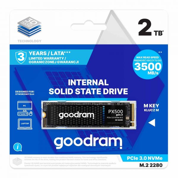 Dysk SSD GOODRAM PX500 2TB PCIe NVMe M.2 2280 (3500/2800) 5908267966273  - Incom Group
