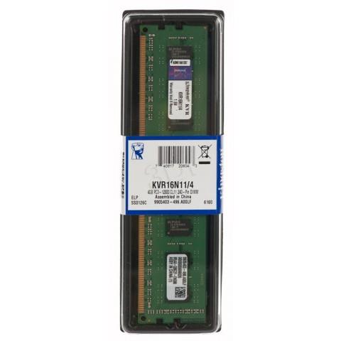 0740617216554 Pamięć DDR3 KINGSTON 4GB 1600MHz CL.11 DIMM x8 1.5V  - Incom Group
