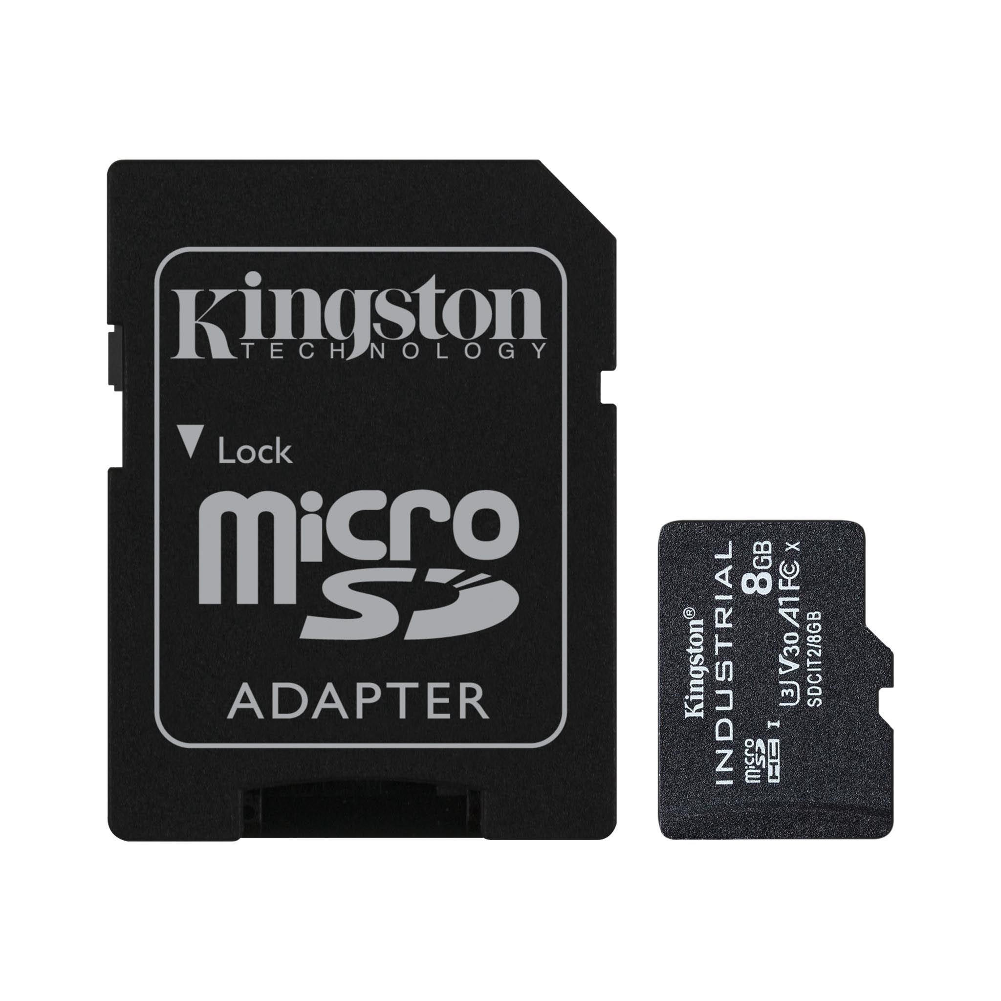 0740617321012 Karta pamięci Kingston Industrial microSD 8GB Class 10 UHS-I U3 + adapter  - Incom Group
