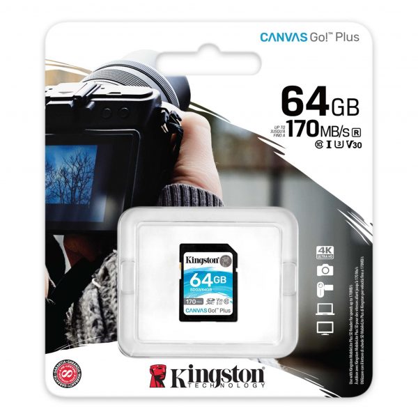 Karta pamięci Kingston Canvas Go! Plus SD 64GB Class 10 UHS-I U3 0740617301397  - Incom Group
