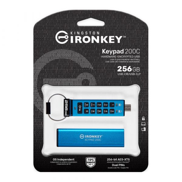 0740617336603 Pendrive Kingston IronKey Keypad 200C 256GB USB 3.2 Gen 1 Type-C  - Incom Group
