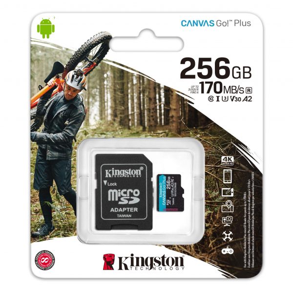 0740617301250  - Incom Group
 Karta pamięci Kingston microSD Canvas Go! Plus 256GB Class 10 UHS-I + adapter