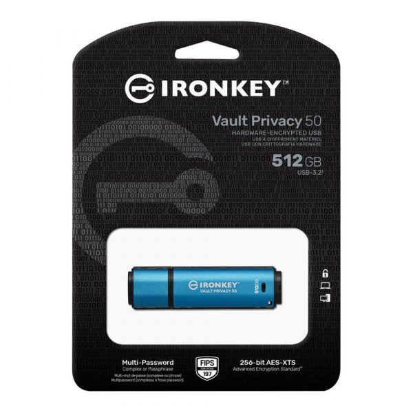 Pendrive Kingston IronKey Vault Privacy 50 512GB USB 3.2 Gen 1 0740617338836  - Incom Group
