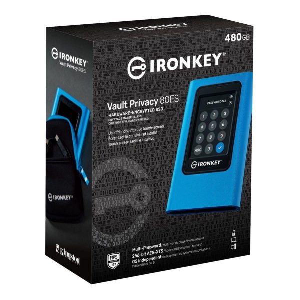 Dysk zewnętrzny SSD Kingston IronKey Vault Privacy 80 480GB USB 3.0 Type-C (250/250 MB/s) niebiesko-czarny 0740617328448  - Incom Group
